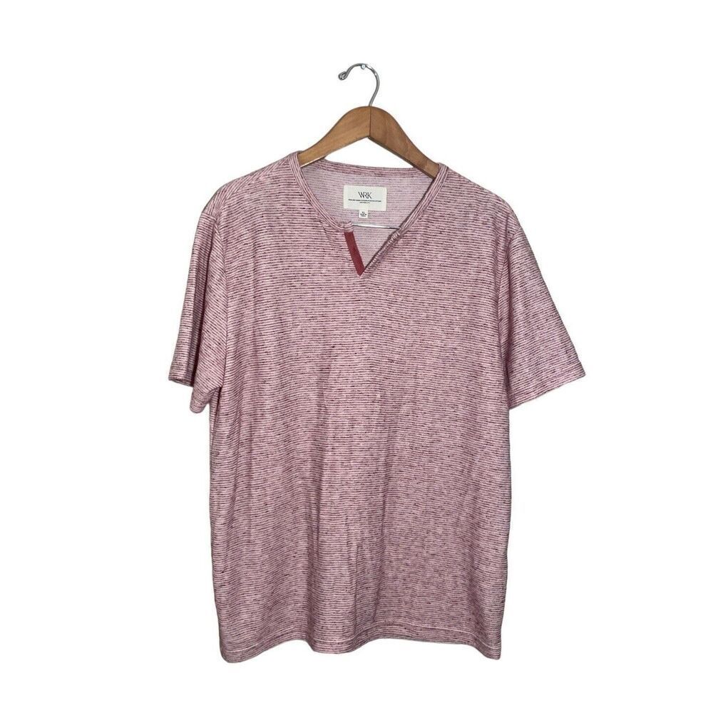WRK Short Sleeve Tee‎ Shirt Men’s XL Ribbed Textured Linen Blend Mauve